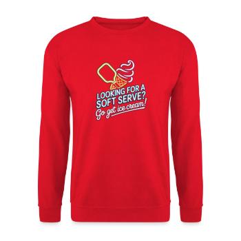 Pickleball Spieler Looking For Soft Serve Dinking - Unisex Pullover - Rot - Vorne - Alina (178cm) & Michal (187cm)