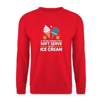 Pickleball Spieler Looking For Soft Serve Dinking - Unisex Pullover - Rot - Vorne - Alina (178cm) & Michal (187cm)