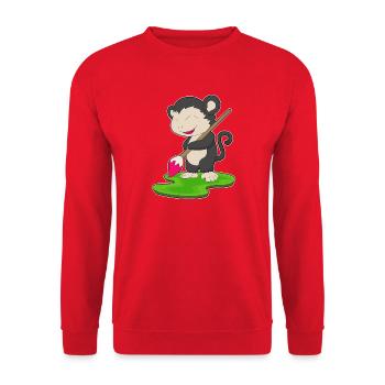 Monkey Painter Brush Painting - Unisex Sweatshirt - red - Front - Alina (178cm) & Michal (187cm)