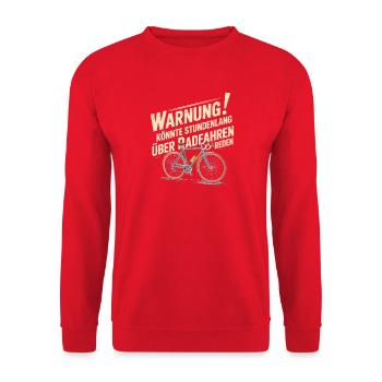  Warnung Könnte Stundenlang Über Radfahren Reden - Unisex Pullover - Rot - Vorne - Alina (178cm) & Michal (187cm)