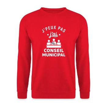 J’ai Conseil Municipal Blague - Sweat-shirt Unisexe - rouge - Devant - Alina (178cm) & Michal (187cm)