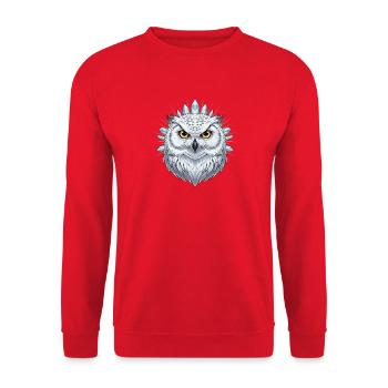 Eiskristall Eulenportrait - Unisex Sweatshirt - red - Front - Alina (178cm) & Michal (187cm)