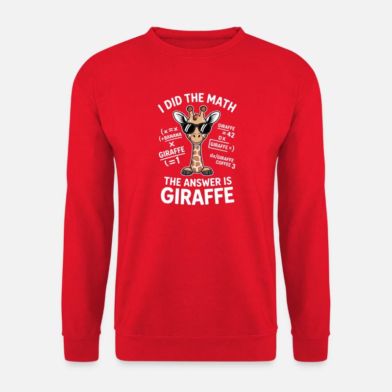 Mathe Sprüche Giraffe Lustiges Mathe Geschenk - Unisex Pullover - Rot