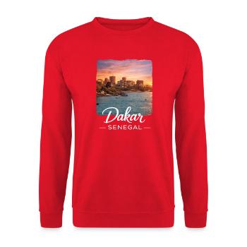 Dakar Sunset Coastal City - Unisex Sweatshirt - red - Front - Alina (178cm) & Michal (187cm)