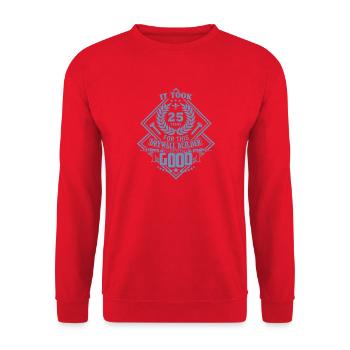 Funny drywall builder birthday 25 years anniversary - Unisex Sweatshirt - red - Front - Alina (178cm) & Michal (187cm)
