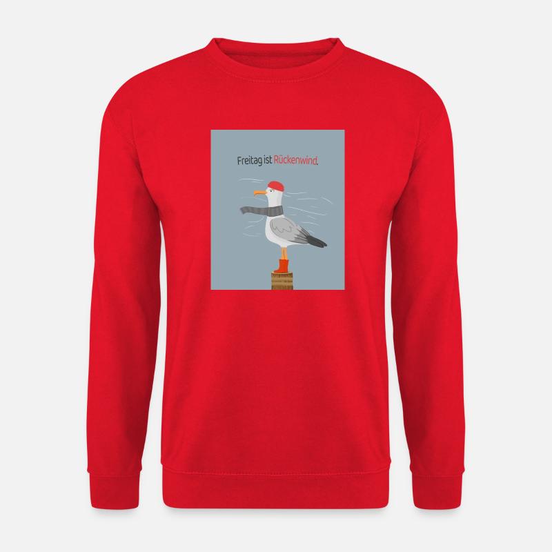 Freitag ist Rückenwind Möwe Spruch - Unisex Pullover - Rot