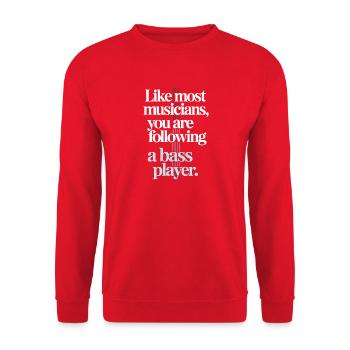 Bassist Following A Bass Player Band Bassspieler - Unisex Sweatshirt - red - Front - Alina (178cm) & Michal (187cm)