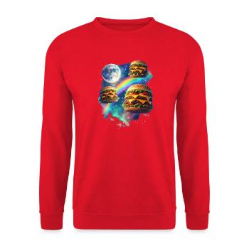 Galactic Burger Explosion - Unisex Sweatshirt - red - Front - Alina (178cm) & Michal (187cm)