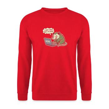 Confused rat at laptop while working - Unisex Sweatshirt - red - Front - Alina (178cm) & Michal (187cm)