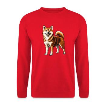 Shiba Inu Souriant - Sweat-shirt Unisexe - rouge - Devant - Alina (178cm) & Michal (187cm)