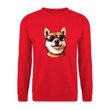 Shiba Inu mit Sonnenbrille - Unisex Pullover - Rot - Vorne - Alina (178cm) & Michal (187cm)