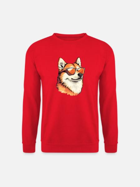 Shiba with sunglasses style - Unisex Sweatshirt - red