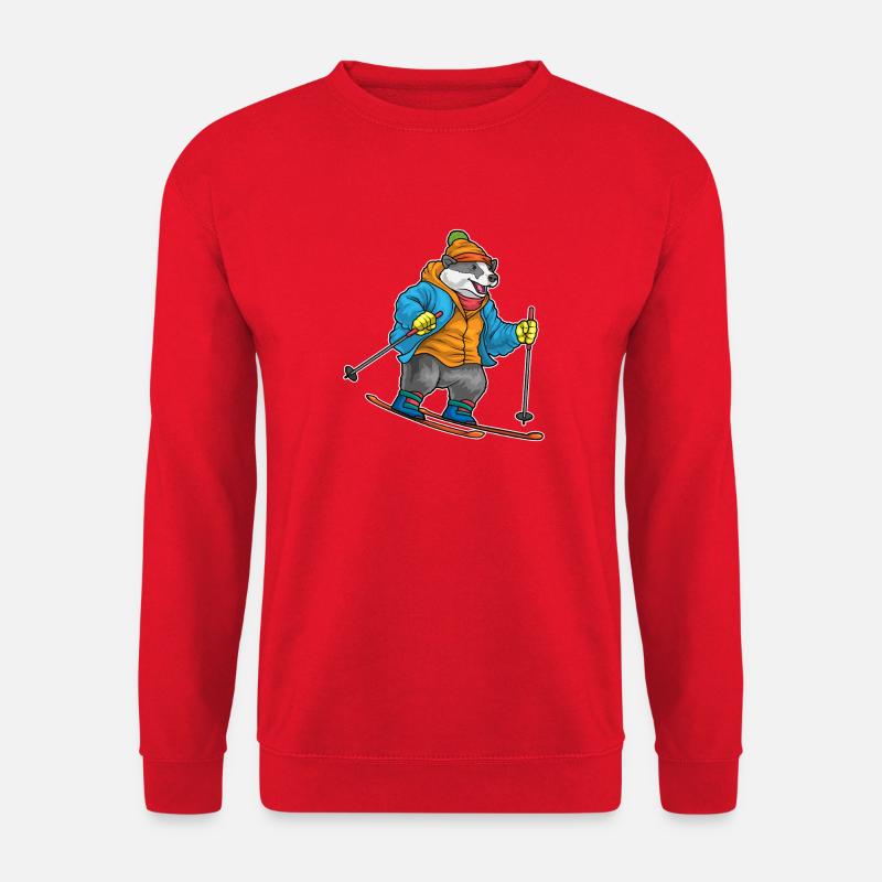 Dachs Skifahrer Ski Wintersport - Unisex Pullover - Rot