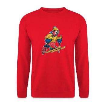 Papagei Skifahrer Ski Wintersport - Unisex Pullover - Rot - Vorne - Alina (178cm) & Michal (187cm)