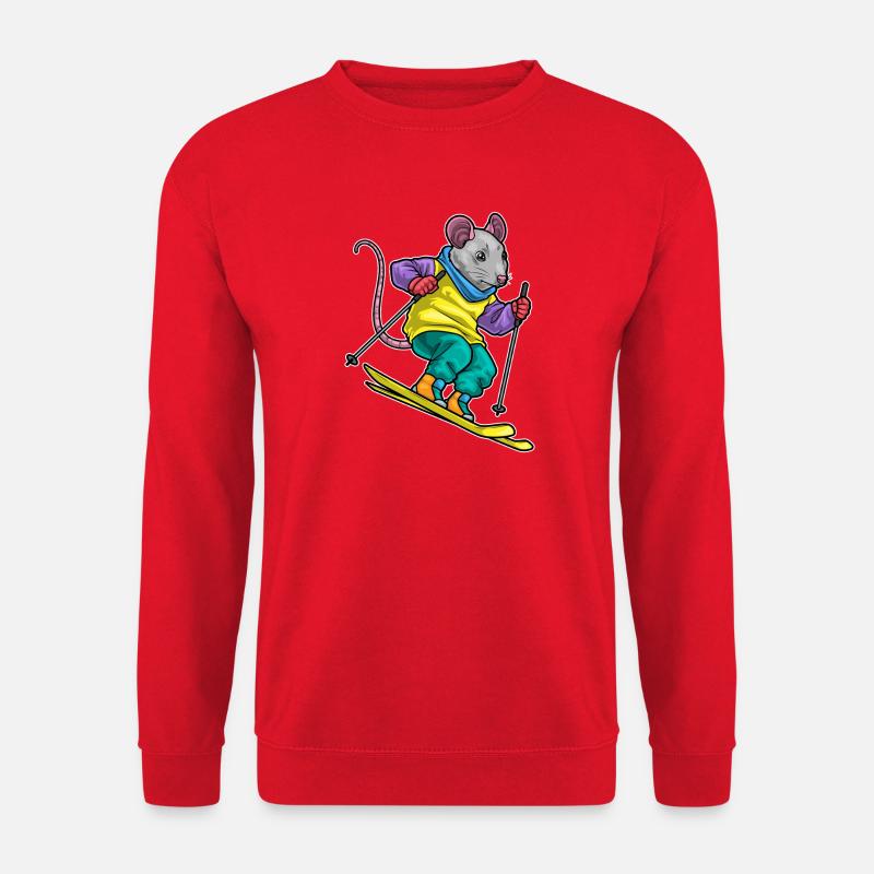 Ratte Skifahrer Ski Wintersport - Unisex Pullover - Rot