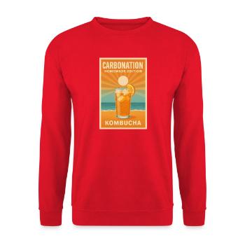 Selbstgemachter Sprudel | Kombucha DIY - Unisex Pullover - Rot - Vorne - Alina (178cm) & Michal (187cm)