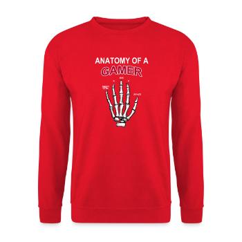 Anatomy of a Gamer, für Gamer, WASD - Unisex Pullover - Rot - Vorne - Alina (178cm) & Michal (187cm)