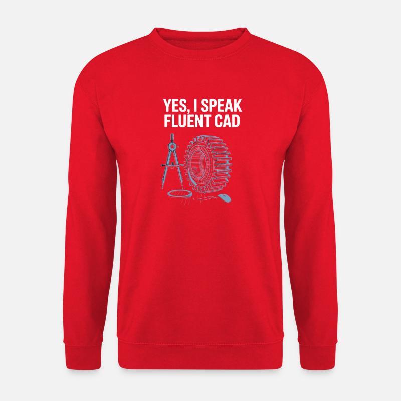 Yes, I Speak Fluent CAD Compass and Gear Design - Unisex Sweatshirt - red