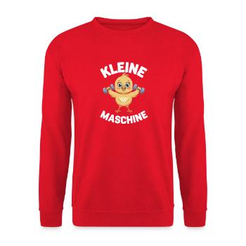  Kleine Maschine Küken Fitness Hantel Training - Unisex Pullover - Rot - Vorne - Alina (178cm) & Michal (187cm)