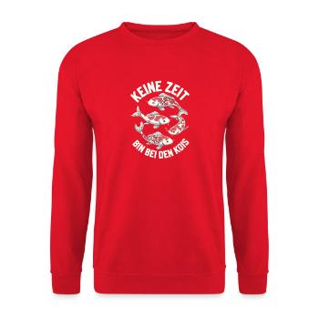  Keine Zeit Bin Bei Den Kois Lustiges Koi Karpfen - Unisex Pullover - Rot - Vorne - Alina (178cm) & Michal (187cm)