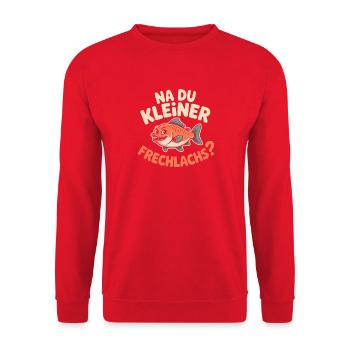 Na Du Kleiner Frechlachs Gamer Lachs Meme Zocker - Unisex Pullover - Rot - Vorne - Alina (178cm) & Michal (187cm)