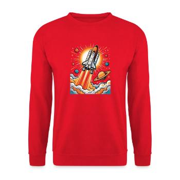 Raketen-Explosion im All - Unisex Pullover - Rot - Vorne - Alina (178cm) & Michal (187cm)