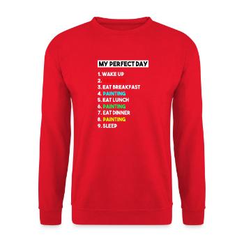 My Perfect Day Painting Funny Artist Schedule - Unisex Sweatshirt - red - Front - Alina (178cm) & Michal (187cm)