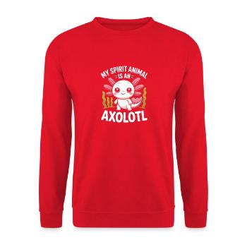 Axolotl Spirit Animal Design - Unisex Sweatshirt - red - Front - Alina (178cm) & Michal (187cm)