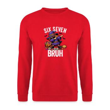 Dabbing Witch Six Seven Bruh 6 7 Halloween 67 Bruh - Unisex Pullover - Rot - Vorne - Alina (178cm) & Michal (187cm)