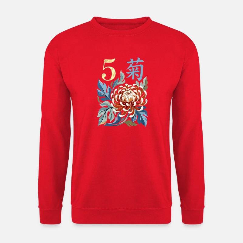 Mahjong-Blumenfliese 5 - Unisex Pullover - Rot