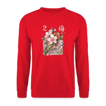 Mahjong-Blumenfliese 2 - Unisex Pullover - Rot - Vorne - Alina (178cm) & Michal (187cm)