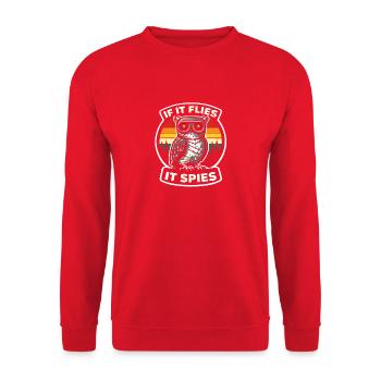 Spying owl in retro look drone spy - Unisex Sweatshirt - red - Front - Alina (178cm) & Michal (187cm)