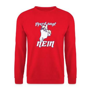 Norweger sagt Nein Lustiges freches Pferde  - Unisex Pullover - Rot - Vorne - Alina (178cm) & Michal (187cm)