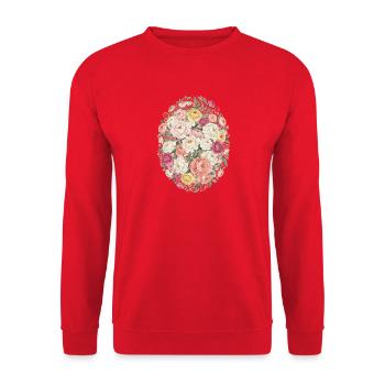 Pastellblütenoval Rosenbouquet - Unisex Pullover - Rot - Vorne - Alina (178cm) & Michal (187cm)