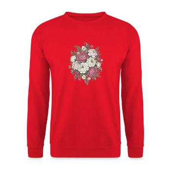 Bouquet de roses vintage rose blanc - Sweat-shirt Unisexe - rouge - Devant - Alina (178cm) & Michal (187cm)