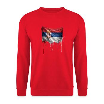 Serbien Flagge Tropfen Graffiti - Unisex Pullover - Rot - Vorne - Alina (178cm) & Michal (187cm)