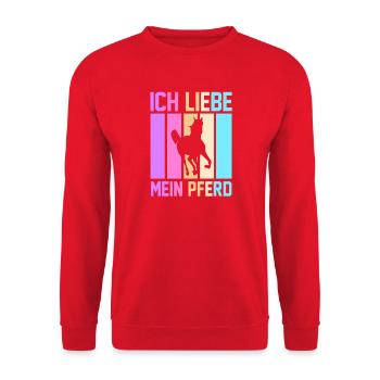 Reiten Pferdeliebhaber Reiterhof Pferde - Unisex Pullover - Rot - Vorne - Alina (178cm) & Michal (187cm)