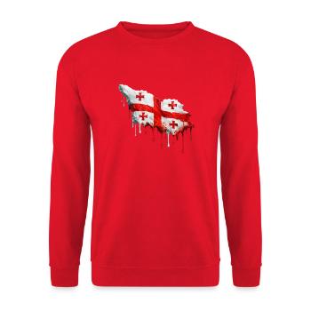 Georgische Flagge bunte Farbe - Unisex Pullover - Rot - Vorne - Alina (178cm) & Michal (187cm)