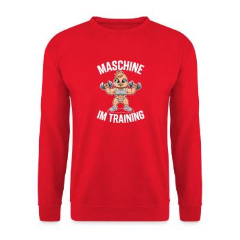  Maschine Im Training Fitness Bodybuilding Ente - Unisex Pullover - Rot - Vorne - Alina (178cm) & Michal (187cm)