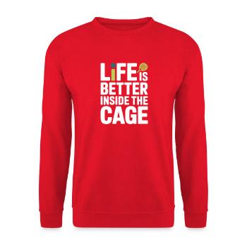 Padel Spieler Life Is Better Inside The Cage Padel - Unisex Pullover - Rot - Vorne - Alina (178cm) & Michal (187cm)
