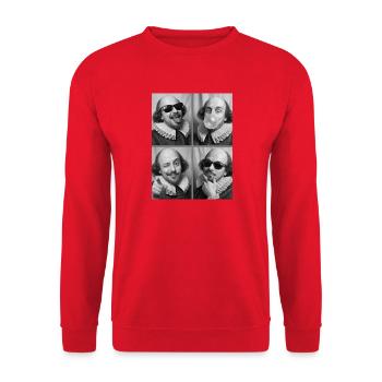 William_Shakesepeare Fotostreifen - Unisex Pullover - Rot - Vorne - Alina (178cm) & Michal (187cm)