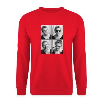 Marie Curie Fotostreifen - Unisex Pullover - Rot - Vorne - Alina (178cm) & Michal (187cm)