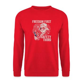 Liberté en premier, sécurité troisième – Jo - Sweat-shirt Unisexe - rouge - Devant - Alina (178cm) & Michal (187cm)