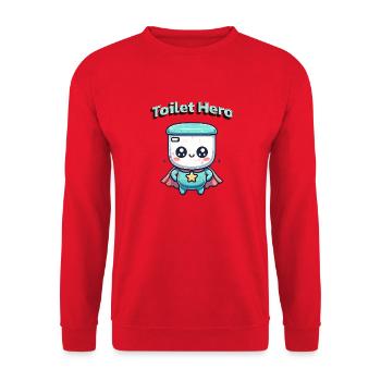 Toilets Hero Toilet Superhero Bathroom Bathroom - Unisex Sweatshirt - red - Front - Alina (178cm) & Michal (187cm)