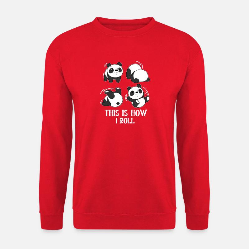 Panda Roll Purzelbaum Rolle Gymnastik  - Unisex Pullover - Rot