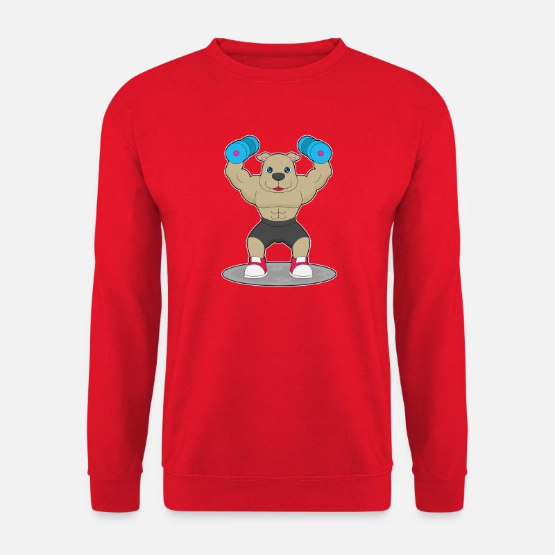 Hund Bodybuilder Hanteln Bodybuilding - Unisex Pullover - Rot