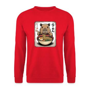 Capybara Ramen Bowl - Unisex Sweatshirt - red - Front - Alina (178cm) & Michal (187cm)