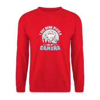 Dicton anglais d’Halloween de Chasseur de Fantômes - Sweat-shirt Unisexe - rouge - Devant - Alina (178cm) & Michal (187cm)