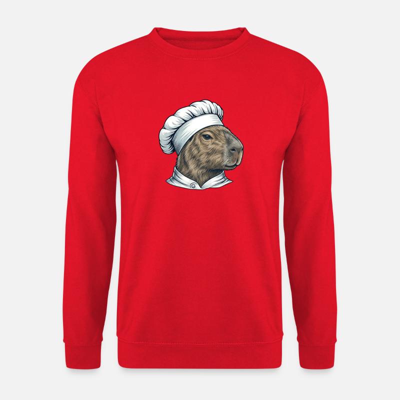 Capybara Koch Cartoon Motiv - Unisex Pullover - Rot