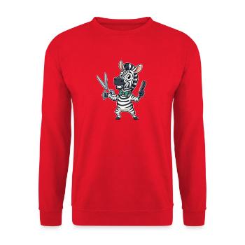 Zebra Hairdresser Cartoon - Unisex Sweatshirt - red - Front - Alina (178cm) & Michal (187cm)